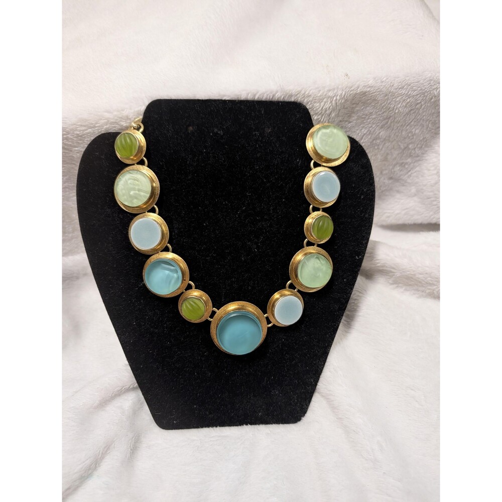 Signed AMY FAUST 925 Gold Vermeil By The Sea Glass Statement Choker Necklace
